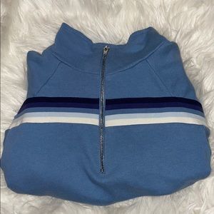 PACSUN BLUE STRIPED CROPPED SWEATSHIRT